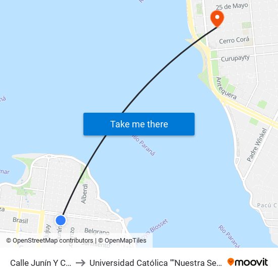 Calle Junín Y Calle Alvear to Universidad Católica ""Nuestra Señora De La Asunción map
