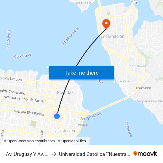 Av. Uruguay Y Av. T. De San José to Universidad Católica ""Nuestra Señora De La Asunción map