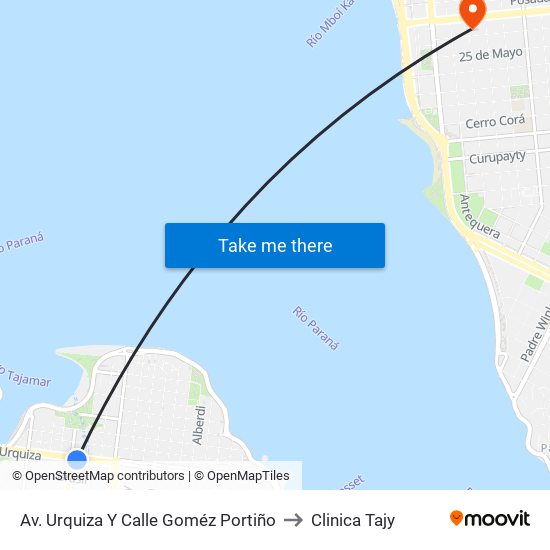 Av. Urquiza Y Calle Goméz Portiño to Clinica Tajy map