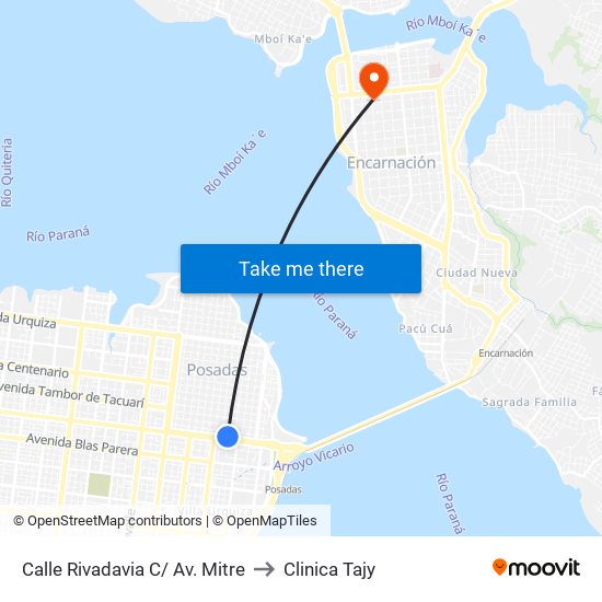 Calle Rivadavia C/ Av. Mitre to Clinica Tajy map