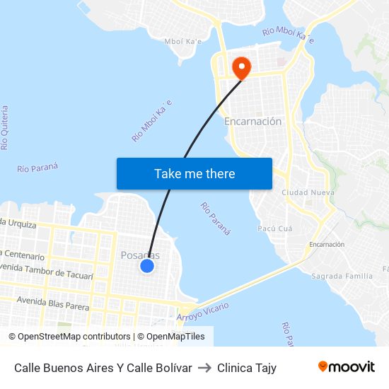 Calle Buenos Aires Y Calle Bolívar to Clinica Tajy map