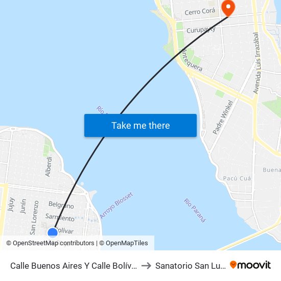 Calle Buenos Aires Y Calle Bolívar to Sanatorio San Luis map