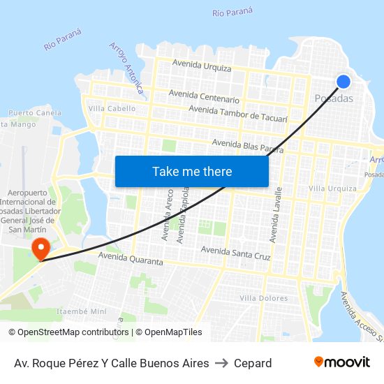 Av. Roque Pérez Y Calle Buenos Aires to Cepard map