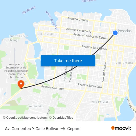 Av. Corrientes Y Calle Bolívar to Cepard map