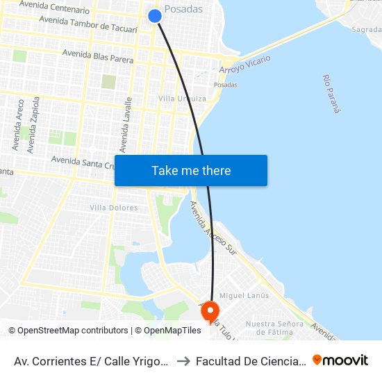Av. Corrientes E/ Calle Yrigoyen Y Av. Centenario to Facultad De Ciencias Económicas map