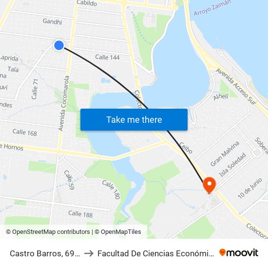 Castro Barros, 6994 to Facultad De Ciencias Económicas map