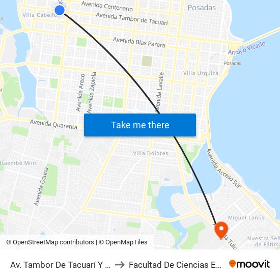 Av. Tambor De Tacuarí Y Calle 137a to Facultad De Ciencias Económicas map