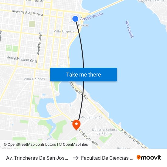 Av. Trincheras De San José Y Av. Marconi to Facultad De Ciencias Económicas map