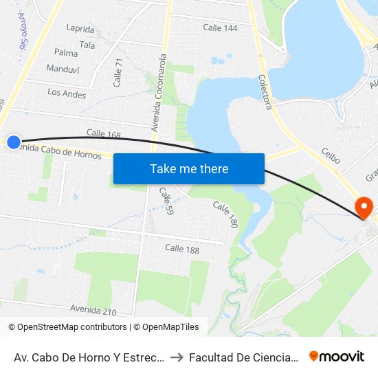 Av. Cabo De Horno Y Estrecho De San Carlos to Facultad De Ciencias Económicas map