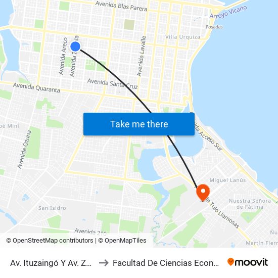 Av. Ituzaingó Y Av. Zapiola to Facultad De Ciencias Económicas map