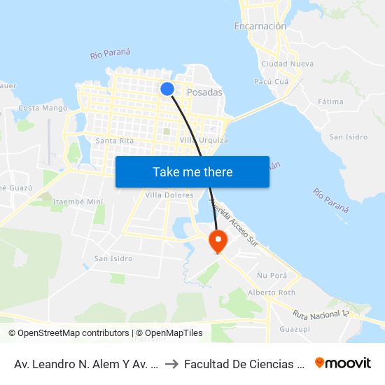 Av. Leandro N. Alem Y Av. Tomás Guido to Facultad De Ciencias Económicas map