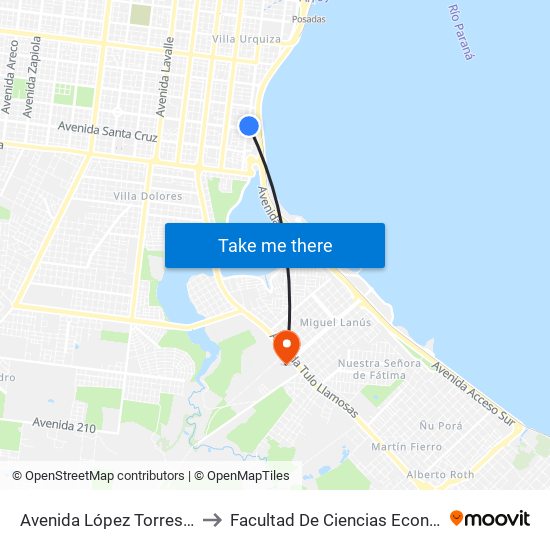 Avenida López Torres, 5342 to Facultad De Ciencias Económicas map