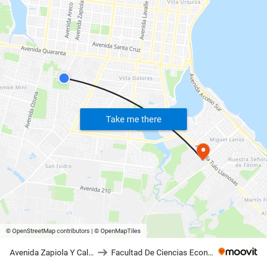 Avenida Zapiola Y Calle 148 to Facultad De Ciencias Económicas map