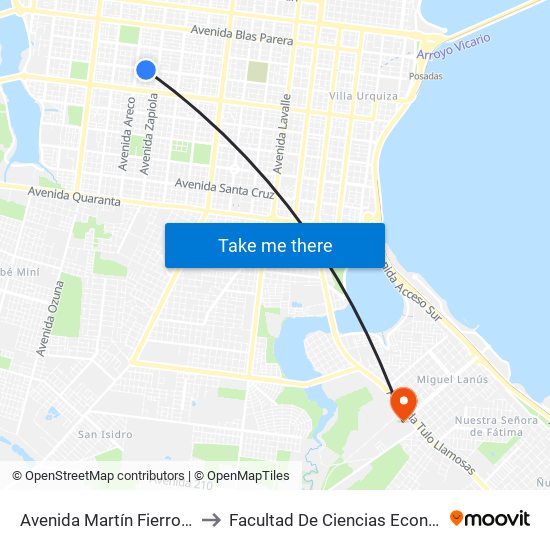 Avenida Martín Fierro, 5566 to Facultad De Ciencias Económicas map
