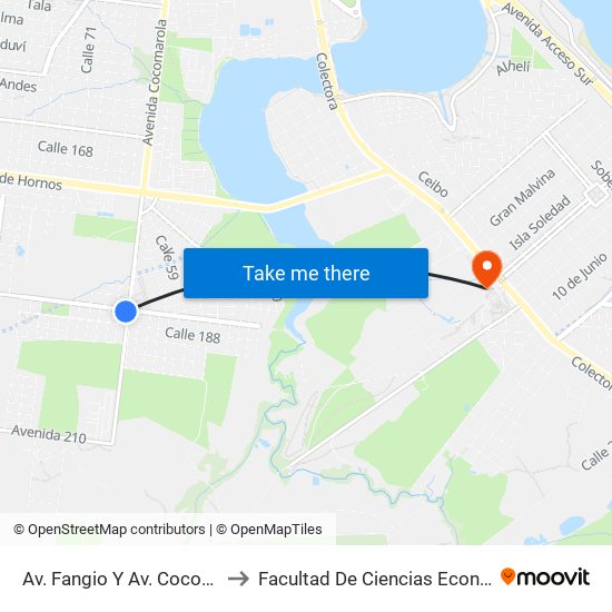 Av. Fangio Y Av. Cocomarola to Facultad De Ciencias Económicas map