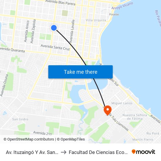 Av. Ituzaingó Y Av. San Martín to Facultad De Ciencias Económicas map