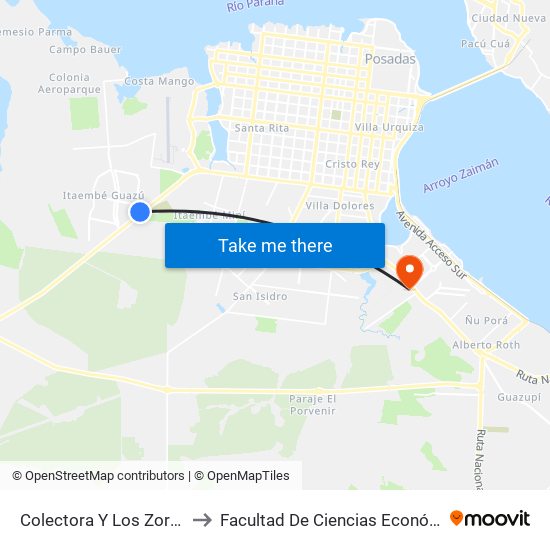Colectora Y Los Zorzales to Facultad De Ciencias Económicas map