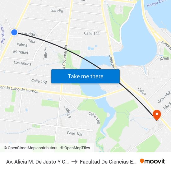 Av. Alicia M. De Justo Y Calle Laprida to Facultad De Ciencias Económicas map