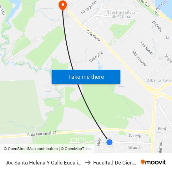 Av. Santa Helena Y Calle Eucaliptus Colorado (Cep N° 11) to Facultad De Ciencias Económicas map