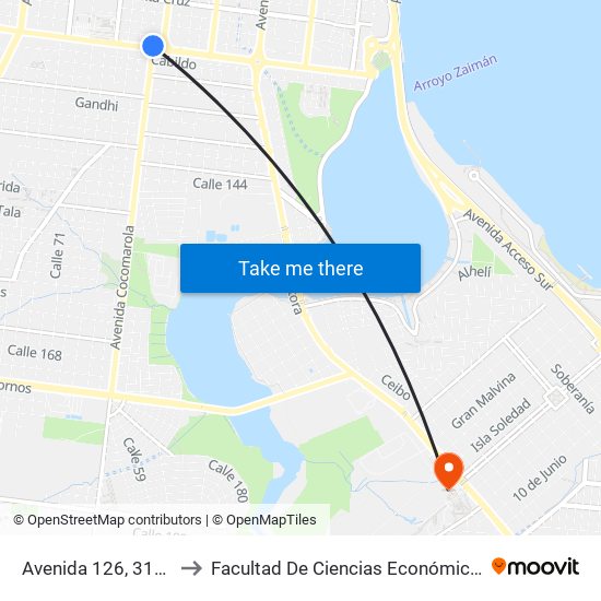 Avenida 126, 3100 to Facultad De Ciencias Económicas map