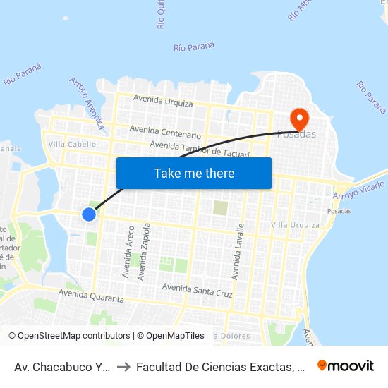 Av. Chacabuco Y Av. Vivanco to Facultad De Ciencias Exactas, Químicas Y Naturales map