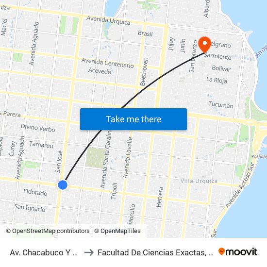 Av. Chacabuco Y Av. San Martín to Facultad De Ciencias Exactas, Químicas Y Naturales map