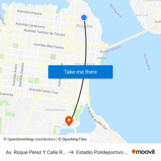 Av. Roque Pérez Y Calle R. González to Estadio Polideportivo El Zaimán map