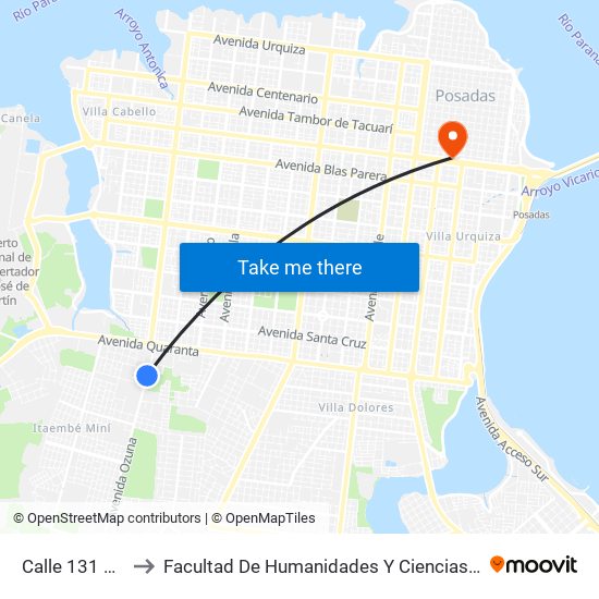 Calle 131 A, 6932 to Facultad De Humanidades Y Ciencias Sociales - Anexo map