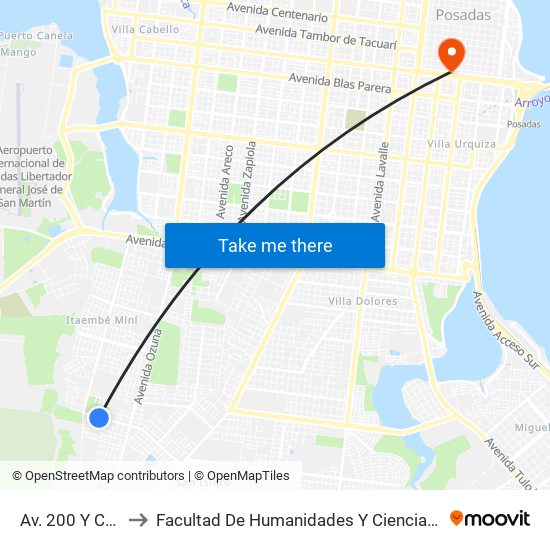 Av. 200 Y Calle 141 to Facultad De Humanidades Y Ciencias Sociales - Anexo map