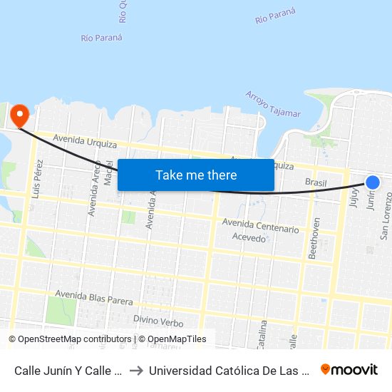 Calle Junín Y Calle Alvear to Universidad Católica De Las Misiones map
