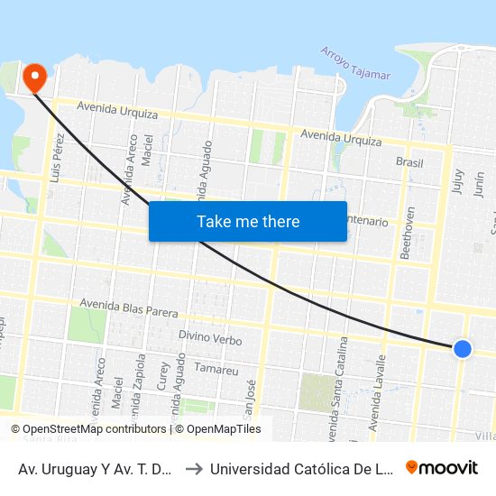 Av. Uruguay Y Av. T. De San José to Universidad Católica De Las Misiones map