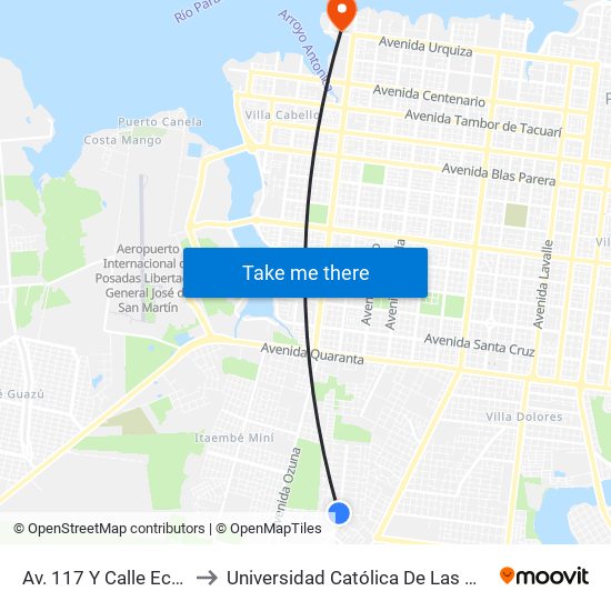 Av. 117 Y Calle Ecuador to Universidad Católica De Las Misiones map