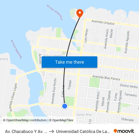 Av. Chacabuco Y Av. Vivanco to Universidad Católica De Las Misiones map