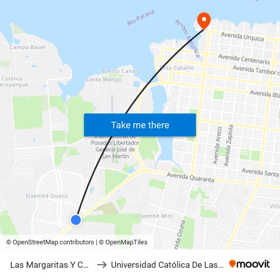 Las Margaritas Y Colectora to Universidad Católica De Las Misiones map