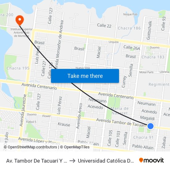 Av. Tambor De Tacuarí Y Calle Posadas to Universidad Católica De Las Misiones map