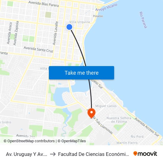 Av. Uruguay Y Av. Maipu to Facultad De Ciencias Económicas - Unam map