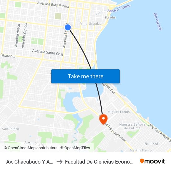 Av. Chacabuco Y Av. Lavalle to Facultad De Ciencias Económicas - Unam map