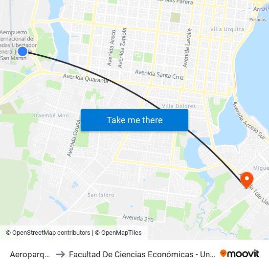 Aeroparque to Facultad De Ciencias Económicas - Unam map