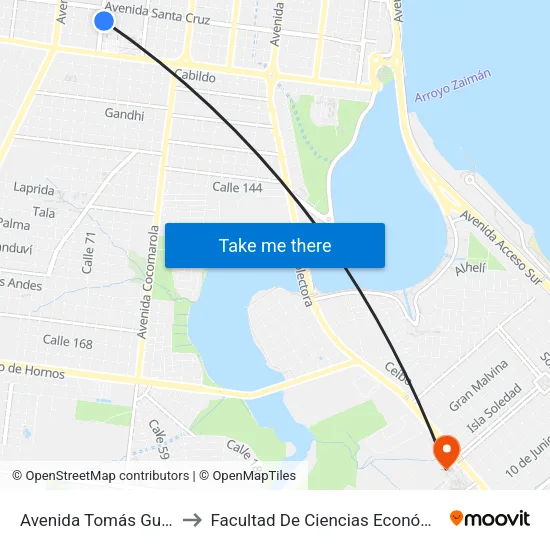 Avenida Tomás Guido, 5930 to Facultad De Ciencias Económicas - Unam map