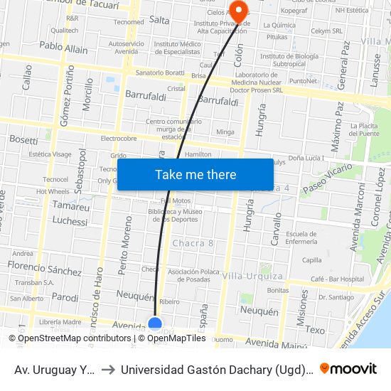 Av. Uruguay Y Av. Maipu to Universidad Gastón Dachary (Ugd) - Sede Administrativa map
