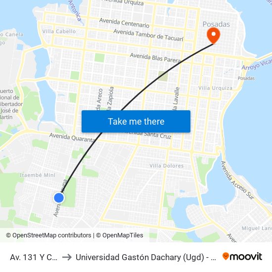 Av. 131 Y Calle 176 to Universidad Gastón Dachary (Ugd) - Sede Administrativa map