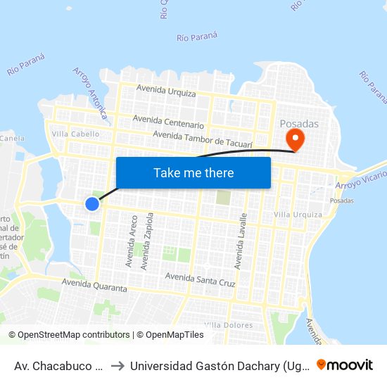 Av. Chacabuco Y Av. Vivanco to Universidad Gastón Dachary (Ugd) - Sede Administrativa map