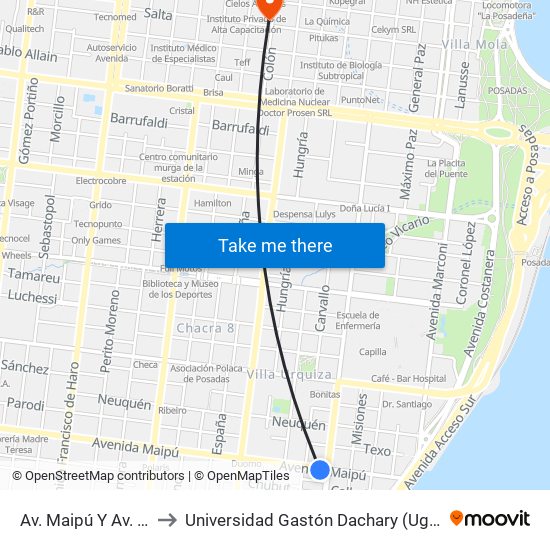 Av. Maipú Y Av. López Torres to Universidad Gastón Dachary (Ugd) - Sede Administrativa map