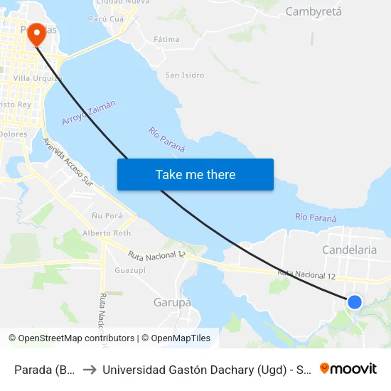 Parada (B° Evita) to Universidad Gastón Dachary (Ugd) - Sede Administrativa map