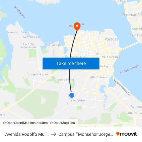 Avenida Rodolfo Müller, 5805 to Campus ""Monseñor Jorge Kemerer"" map