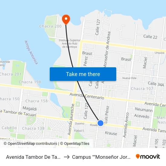 Avenida Tambor De Tacuari, 6060 to Campus ""Monseñor Jorge Kemerer"" map
