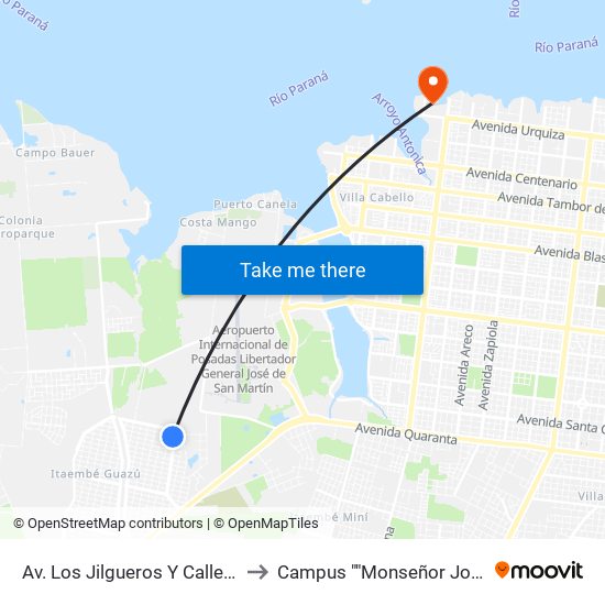 Av. Los Jilgueros Y Calle Las Begonias to Campus ""Monseñor Jorge Kemerer"" map