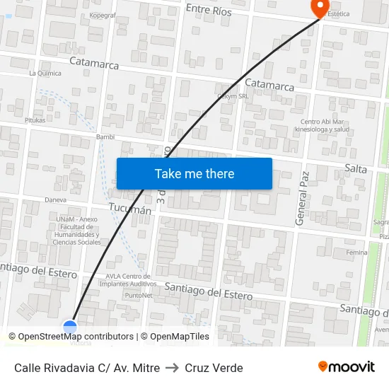 Calle Rivadavia C/ Av. Mitre to Cruz Verde map
