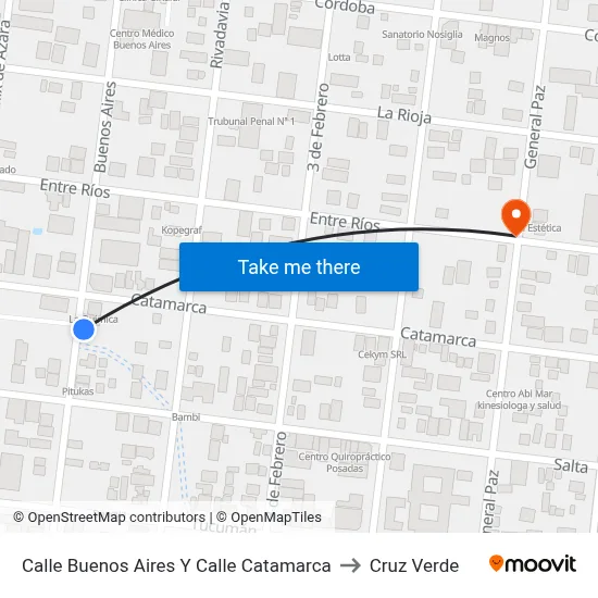 Calle Buenos Aires Y Calle Catamarca to Cruz Verde map