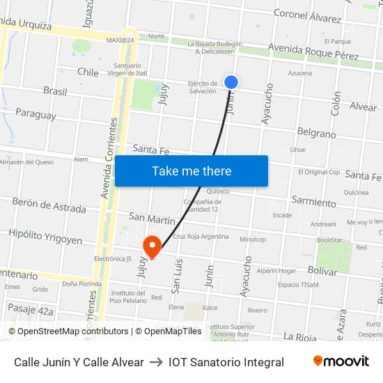 Calle Junín Y Calle Alvear to IOT Sanatorio Integral map